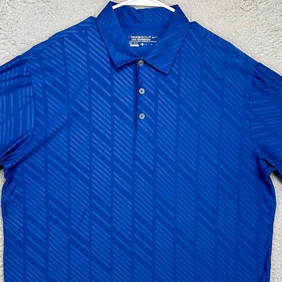 Nike Golf Shirt Adult XL Dri-Fit Blue Tour Performance Polo Athletic Rugby Mens